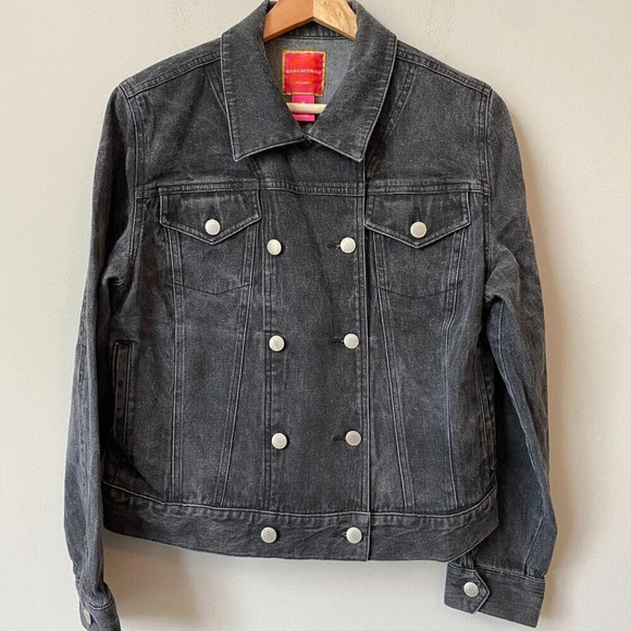 Isaac Mizrahi for Target Women's Medium Double Breasted Black Denim Jean Jacket - Picture 4 of 16